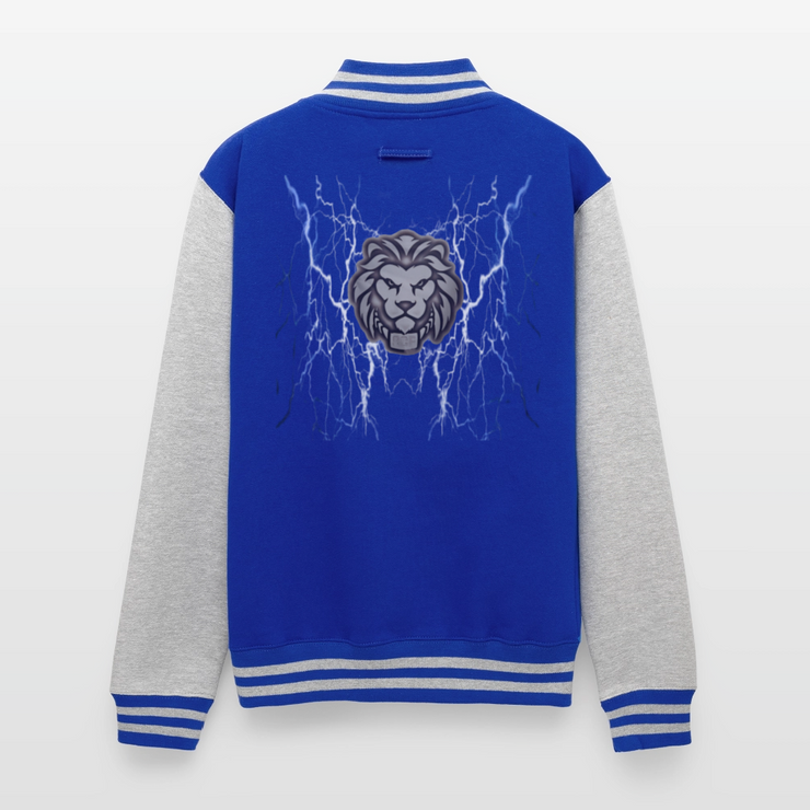 ADW is Just Hoods - SCE - VARSITY JACKET - royal/heather grey