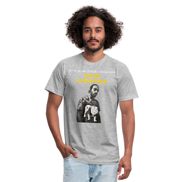 Unisex Jersey T-Shirt by Bella + Canvas ( SCE - T-TRIS THE GEMINI - NEVER SURRENDER - T-SHIRT ) - heather gray