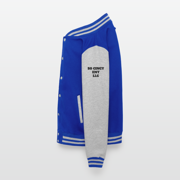 ADW is Just Hoods - SCE - VARSITY JACKET - royal/heather grey