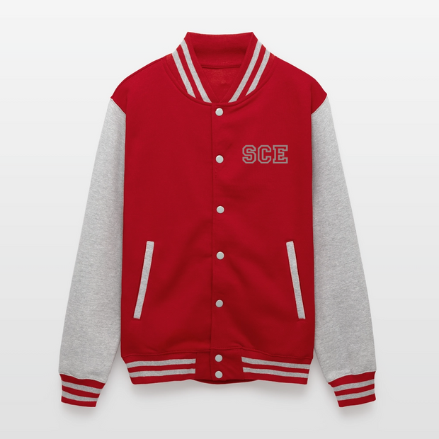 ADW is Just Hoods - SCE - VARSITY JACKET - red/heather grey