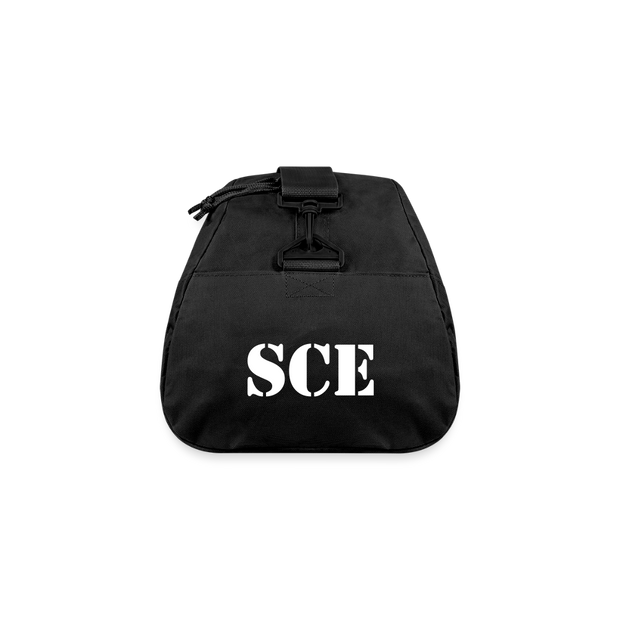 RECYCLED DUFFLE BAG ( SCE - RAP/HIP-HOP - MUSIC LABEL - PATRIOT - DUFFLE BAG - black