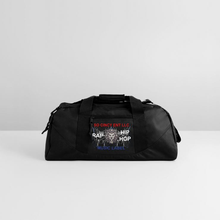 RECYCLED DUFFLE BAG ( SCE - RAP/HIP-HOP - MUSIC LABEL - PATRIOT - DUFFLE BAG - black
