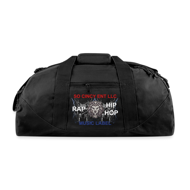 RECYCLED DUFFLE BAG ( SCE - RAP/HIP-HOP - MUSIC LABEL - PATRIOT - DUFFLE BAG - black