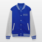 ADW is Just Hoods - SCE - VARSITY JACKET - royal/heather grey