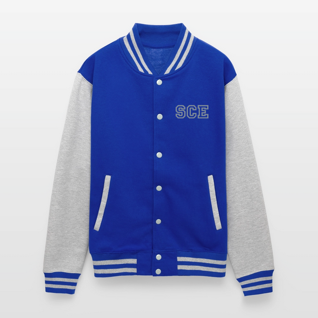 ADW is Just Hoods - SCE - VARSITY JACKET - royal/heather grey