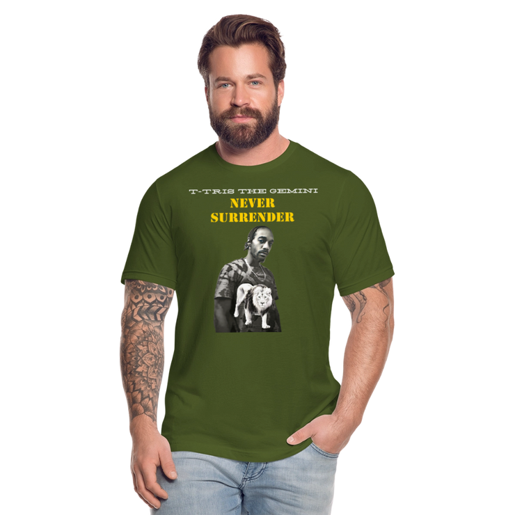 Unisex Jersey T-Shirt by Bella + Canvas ( SCE - T-TRIS THE GEMINI - NEVER SURRENDER - T-SHIRT ) - olive