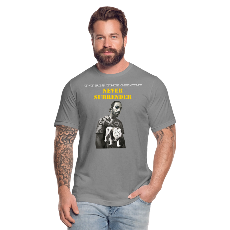 Unisex Jersey T-Shirt by Bella + Canvas ( SCE - T-TRIS THE GEMINI - NEVER SURRENDER - T-SHIRT ) - slate