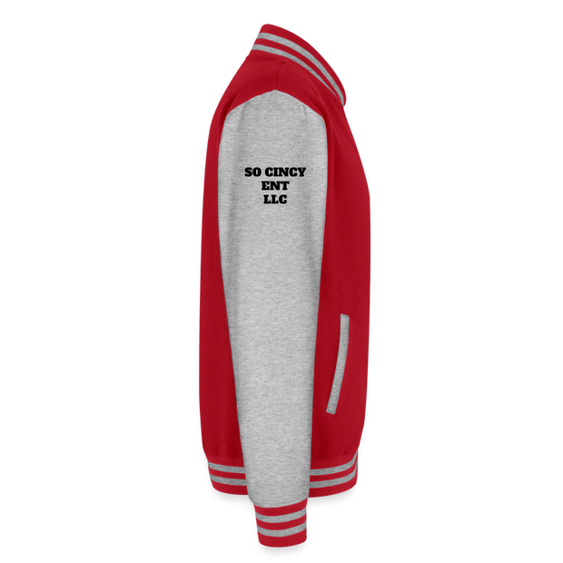 ADW is Just Hoods - SCE - VARSITY JACKET - red/heather grey