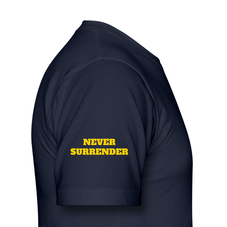 Unisex Jersey T-Shirt by Bella + Canvas ( SCE - T-TRIS THE GEMINI - NEVER SURRENDER - T-SHIRT ) - navy