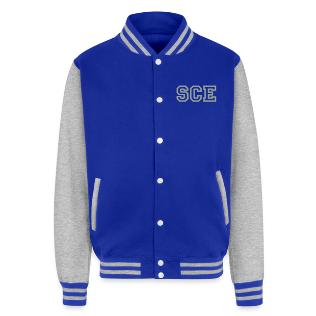 ADW is Just Hoods - SCE - VARSITY JACKET - royal/heather grey