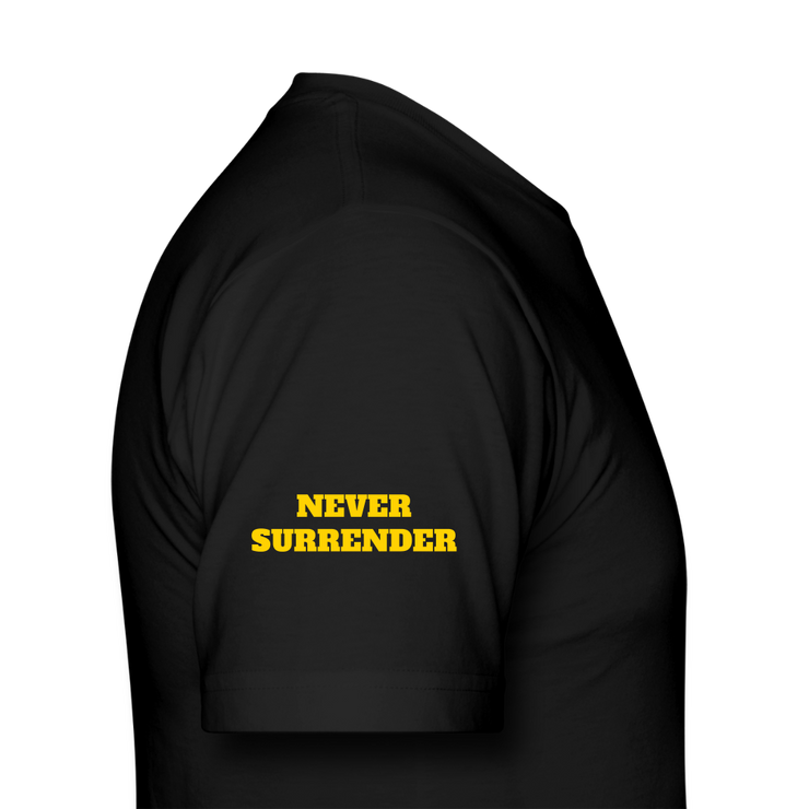 Unisex Jersey T-Shirt by Bella + Canvas ( SCE - T-TRIS THE GEMINI - NEVER SURRENDER - T-SHIRT ) - black
