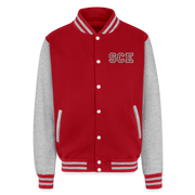 ADW is Just Hoods - SCE - VARSITY JACKET - red/heather grey