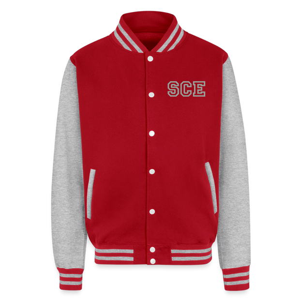 ADW is Just Hoods - SCE - VARSITY JACKET - red/heather grey