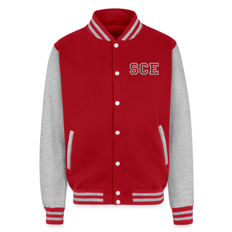 ADW is Just Hoods - SCE - VARSITY JACKET - red/heather grey