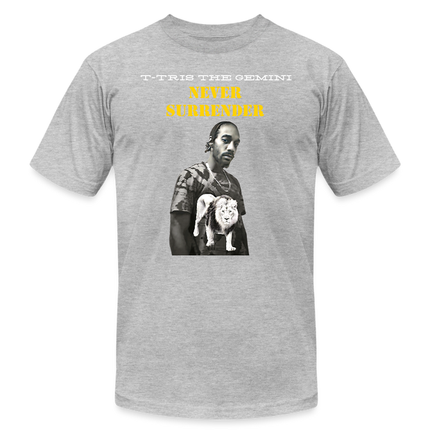 Unisex Jersey T-Shirt by Bella + Canvas ( SCE - T-TRIS THE GEMINI - NEVER SURRENDER - T-SHIRT ) - heather gray