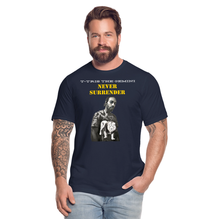 Unisex Jersey T-Shirt by Bella + Canvas ( SCE - T-TRIS THE GEMINI - NEVER SURRENDER - T-SHIRT ) - navy