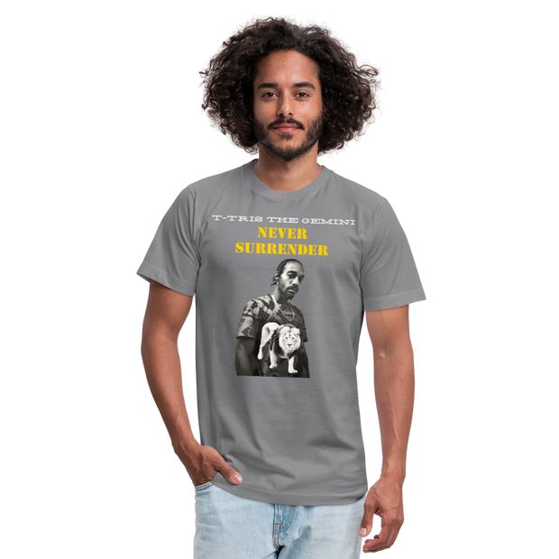 Unisex Jersey T-Shirt by Bella + Canvas ( SCE - T-TRIS THE GEMINI - NEVER SURRENDER - T-SHIRT ) - slate