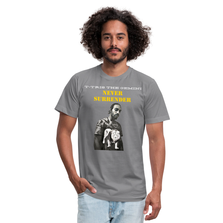 Unisex Jersey T-Shirt by Bella + Canvas ( SCE - T-TRIS THE GEMINI - NEVER SURRENDER - T-SHIRT ) - slate