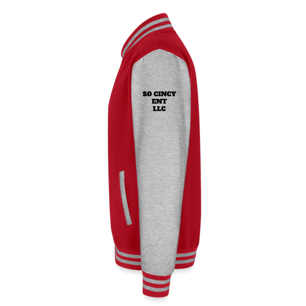 ADW is Just Hoods - SCE - VARSITY JACKET - red/heather grey